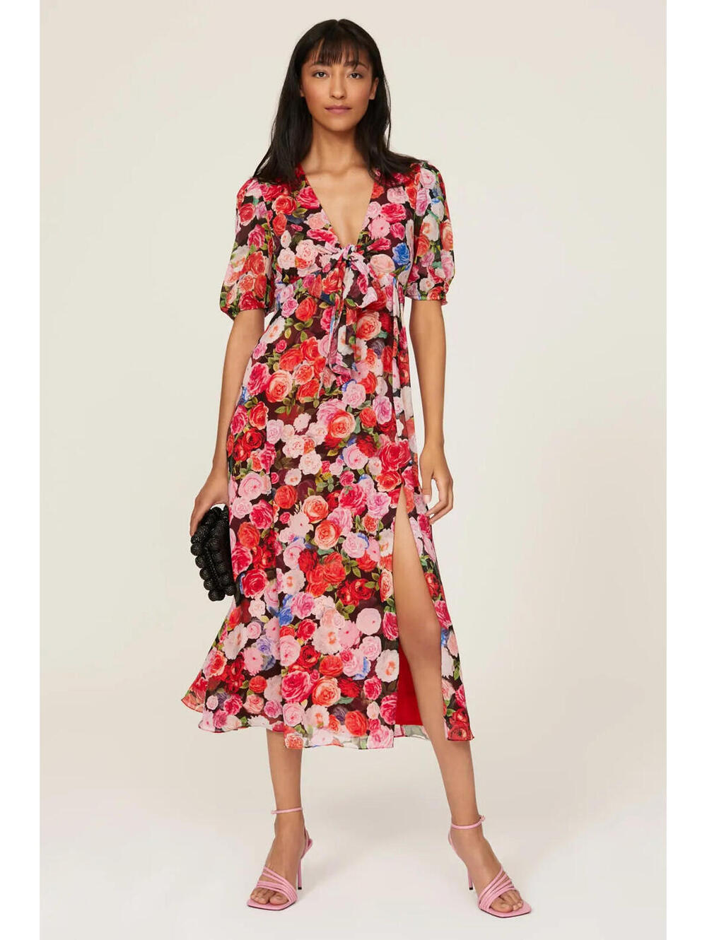 Ieena for Mac Duggal Floral Puff Sleeve Dress Size 4